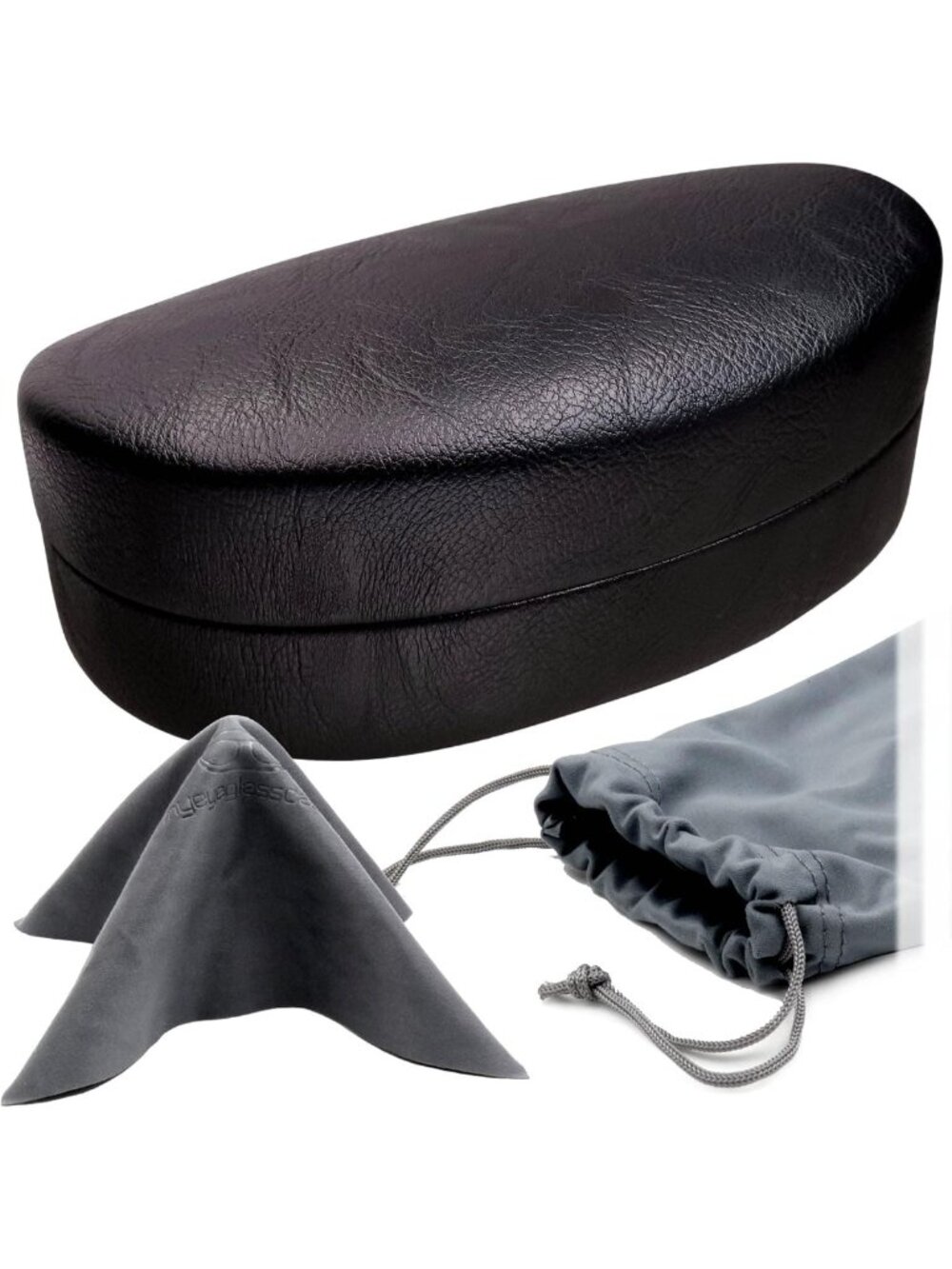 Stylish Large Sunglasses Case with Pouch & Cloth - Hard Shell Eyeglass Holder
